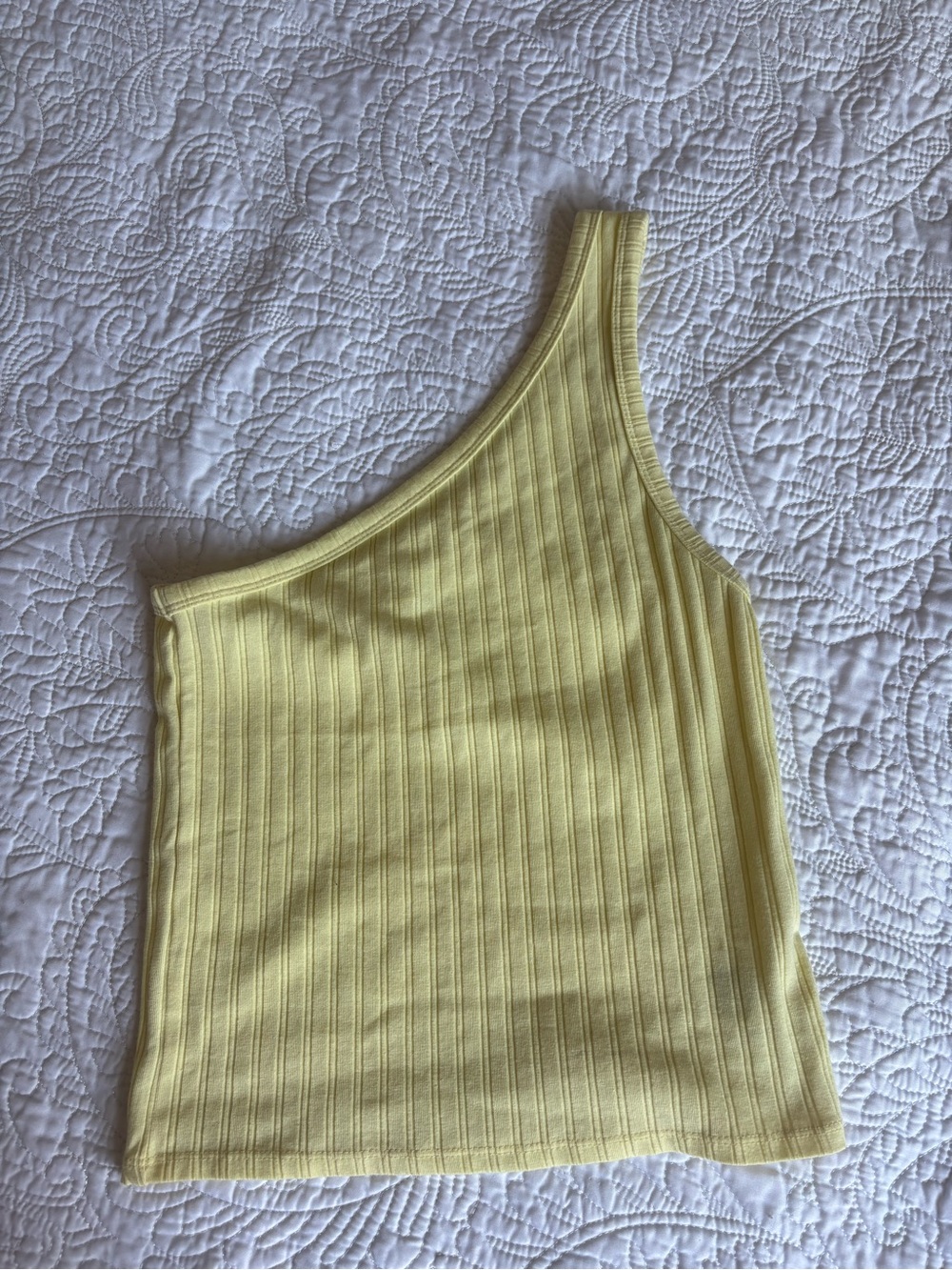 American Eagle Outfitters One-Shoulder Ribbed Tank - Light Yellow